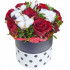 Букет цветов "Шляпная коробка Розы на снегу"