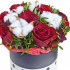 Букет цветов "Шляпная коробка Розы на снегу"